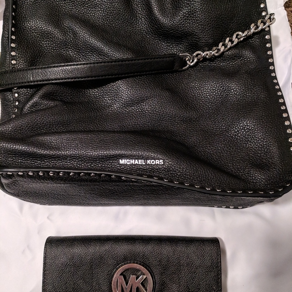Michael Kors black purse and wallet